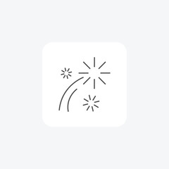 Fireworks, Pyrotechnics, thin line icon, grey outline icon, pixel perfect icon