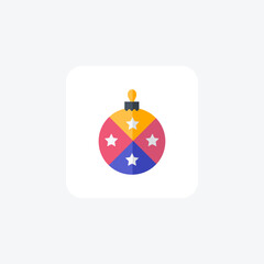 Christmas Globe, Globe, Ornaments, Holiday Decor,  flat color icon, pixel perfect icon