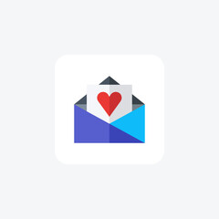 Love Letter, Romantic Correspondence,  flat color icon, pixel perfect icon
