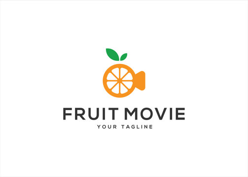 modern movie fruit nutrition logo icon. orange movie logo design vector silhouette illustration