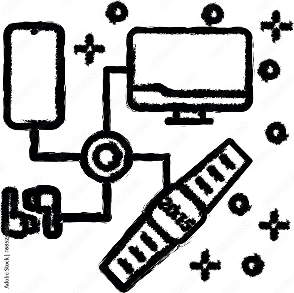 Wall mural computer connection device icon grunge style vector