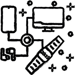 Computer connection device icon grunge style vector