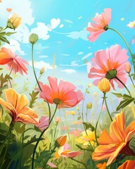 Spring template with beautiful flower.