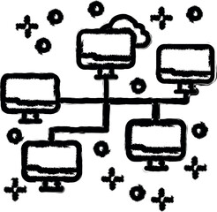 Computer network cloud icon grunge style vector