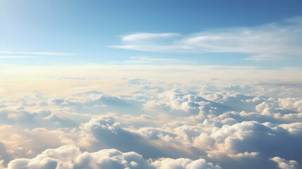 Fototapeta na wymiar View of clouds from an airplane window,Generative Ai.
