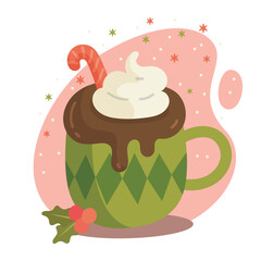 Vintage Christmas Beverage Doodle Illustration