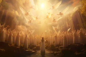 Foto op Plexiglas Choir of angels singing celestial hymns in a heavenly setting, with ethereal voices © Jelena