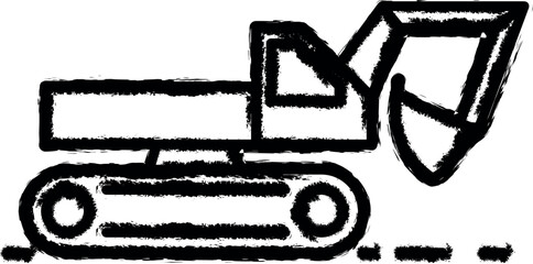 excavator outline icon grunge style vector