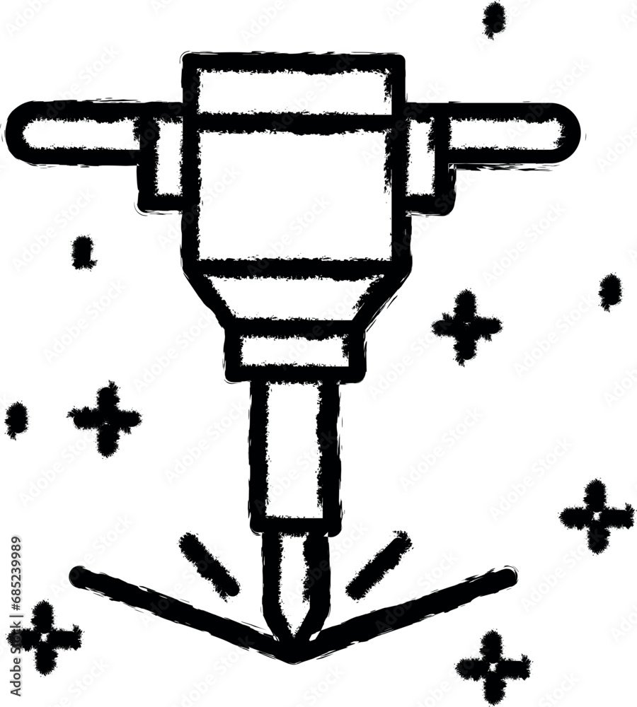 Sticker construction, jackhammer icon grunge style vector