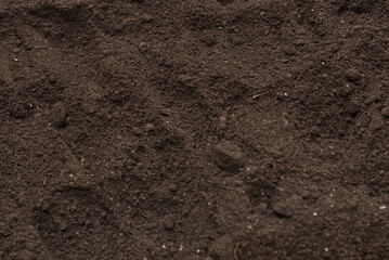 Black land for plant background. Top view.