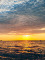 Sunset at Marmara Sea in Yalova city, Turkey. Cloudy weather