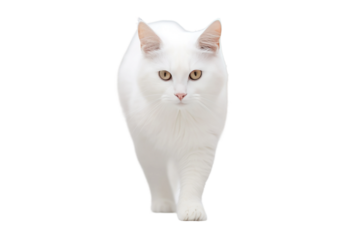 White Cat Walking On Fence on a White or Clear Surface PNG Transparent Background