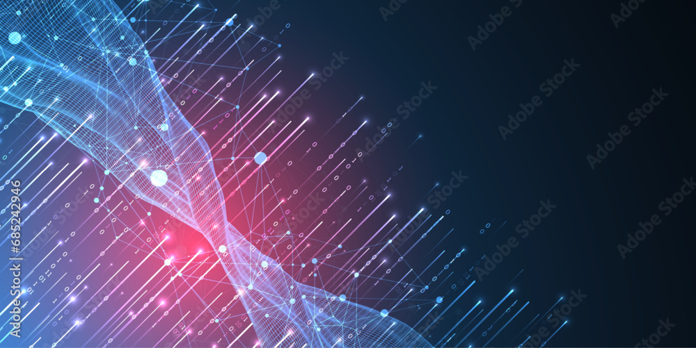 Wall mural big data. abstract digital futuristic wireframe vector illustration on technology background. data m