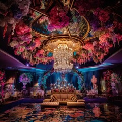 Obraz premium Wedding arch of flowers in the park