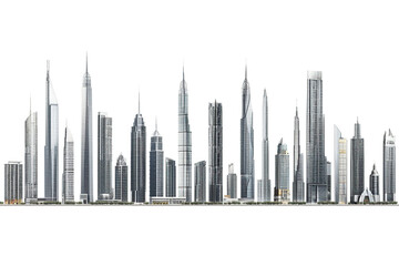 Fototapeta na wymiar Set of different skyscraper buildings isolated on white