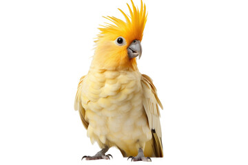 Cockatiel Yellow Parrot on a White or Clear Surface PNG Transparent Background