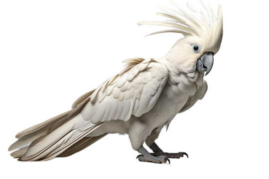 Cockatoo White Elegant Parrot on a White or Clear Surface PNG Transparent Background
