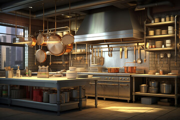 Restaurant equipment. Modern industrial kitchen. - obrazy, fototapety, plakaty