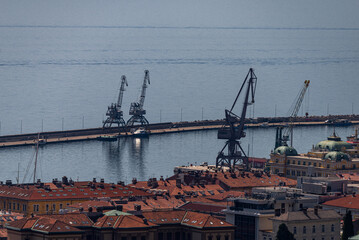Industiral, harbour cityscape of Rijeka, Croata.