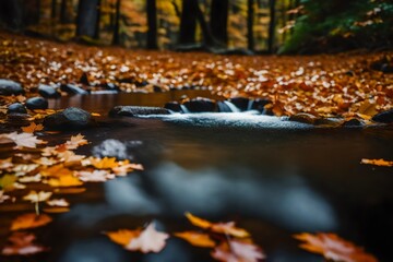 Fallen leaves and water