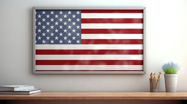 Blank School Board Mockup with American Flag Template for Design and Product Placement