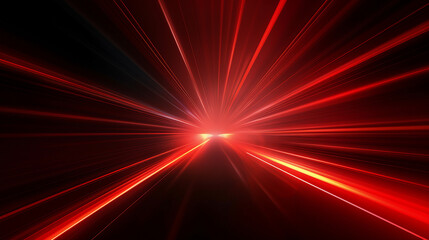 Radial Red Light, Glowing Tunnel Motion, Abstract Red Glow