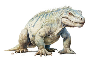 Obraz premium Iguanodon Leaf Munching Titan on a White or Clear Surface PNG Transparent Background