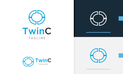 Logo design icon abstract geometric letter C with modern and tech style, simple initial alphabet