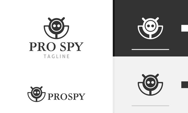 Logo design icon abstract geometric circle black device system modern futuristic tech robot spy mask