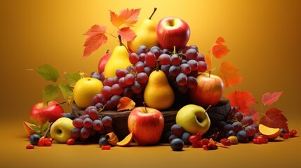 Fresh fruit for health food concept background illustration. Generative AI