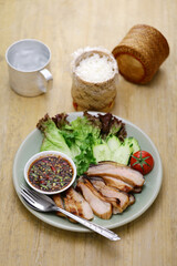 Kor Moo Yang ( charcoal grilled pork jowl meat ), Thai Isan cuisine