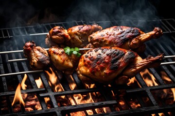tandoori chicken on the grill - obrazy, fototapety, plakaty