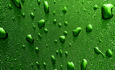 Illustration of 3D green background with drops and effects