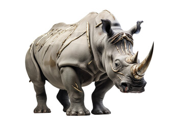 Obraz premium Rhino Majestic Pachyderm on a White or Clear Surface PNG Transparent Background