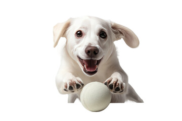 Sausage White Dog Playing on a White or Clear Surface PNG Transparent Background