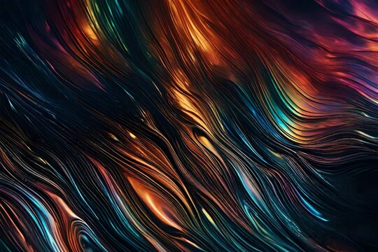 Design an eye-catching graphic resource featuring a close-up view of an iridescent oil spill texture. 