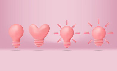 Bulb pink 3d Icon valentine illustration
