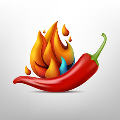 3D Hot Chili Design, Creative Spice Food Symbol, Vector Illustration