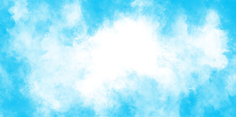 cloudy blue sky with washed and painted watercolor, Natural clouds cape is surrounding on blue sky, Sky clouds with brush painted blue watercolor texture, watercolor background with clouds.