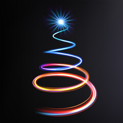 Abstract Multicolor Tornado Line of Light with A Transparent Background, Isolated and Easy to Edit, Vector Illustration