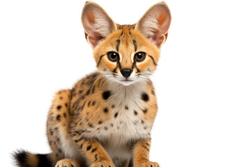 Serval Graceful Sprinter on a White or Clear Surface PNG Transparent Background - obrazy, fototapety, plakaty