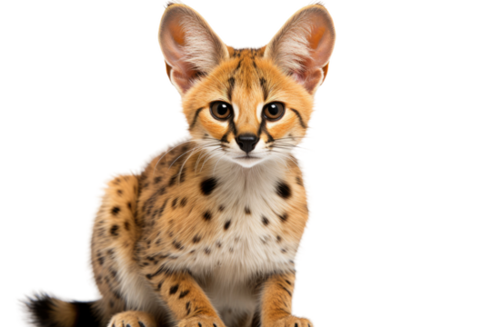 Serval Graceful Sprinter on a White or Clear Surface PNG Transparent Background