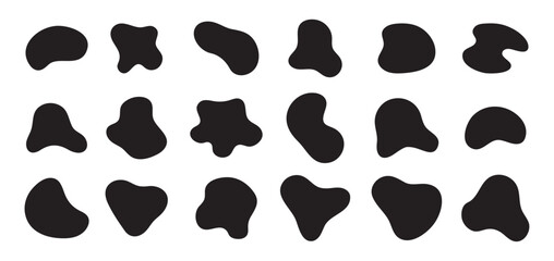 Smooth drop shape set vector. Abstract irregularly shaped. Abstract stains, dirt. Spreading liquid, ink set