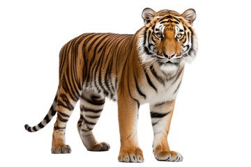 Obraz premium Tiger Striped Apex Predator on a White or Clear Surface PNG Transparent Background