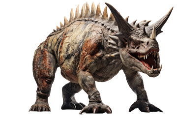 Fototapeta premium Triceratops Three Horned Cretaceous Giant on a White or Clear Surface PNG Transparent Background