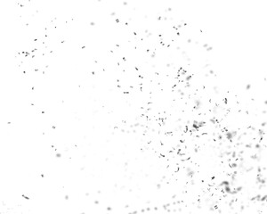 Falling silver confetti on transparent background