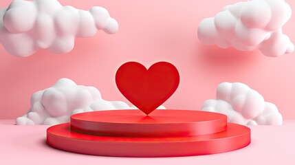 Valentine's Day podium with heart forms. Template for presenting products, promotions, and shopping with a Valentine's Day love theme