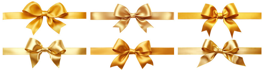 Set of golden ribbons and bows, cut out