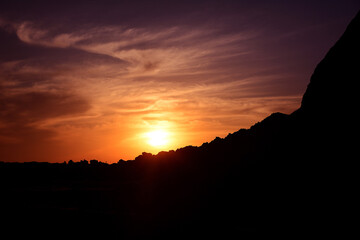Clear sunset over the mountains