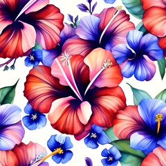 Colorful Hibiscus Floral Pattern